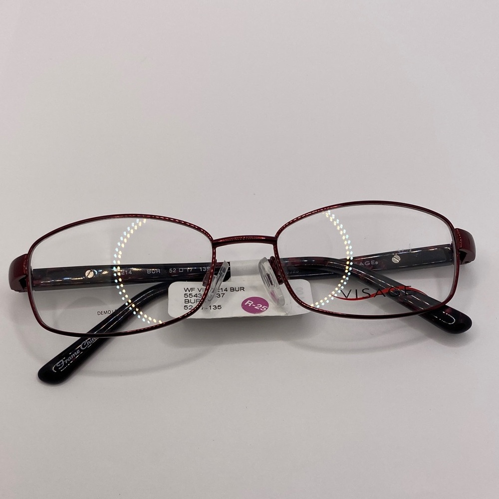 Visage Women's E214 Rectangular Eyeglass frames  metal NWT 52-17-135 red